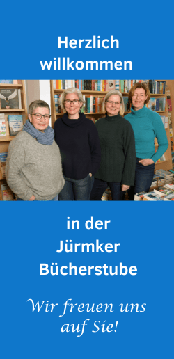Willkommen in der Jürmker Bücherstube. Sie sehen ein Teamfoto.